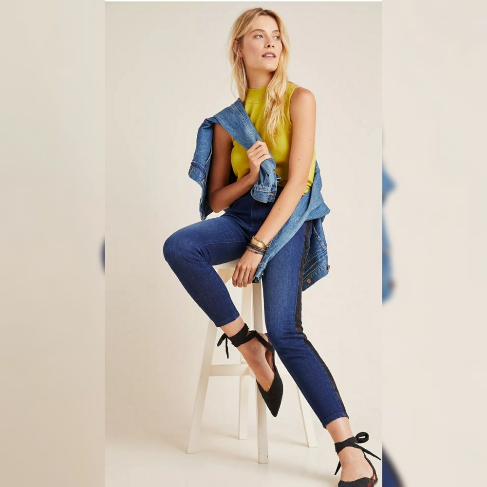 NWT Pilcro Ultra High-Rise Floral Contrast Skinny Jeans Size 26